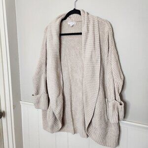 BAREFOOT DREAMS Cream COZYCHIC LITE WAFFLE COCOON CARDI